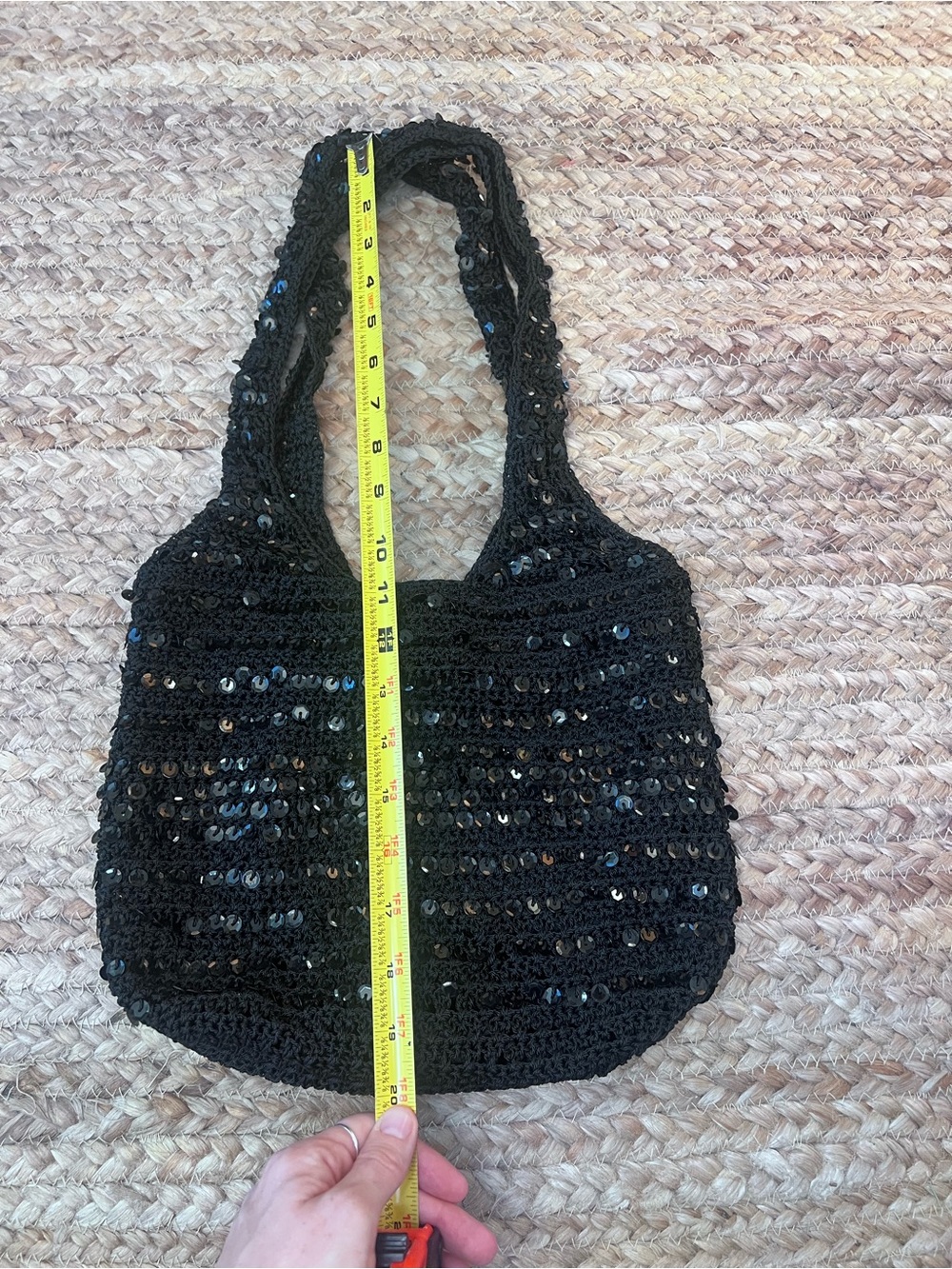 Black Crochet Sequin purse Y2K bag
